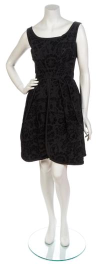 A Louis Feraud Black Velvet Pattern Cocktail Dress,
