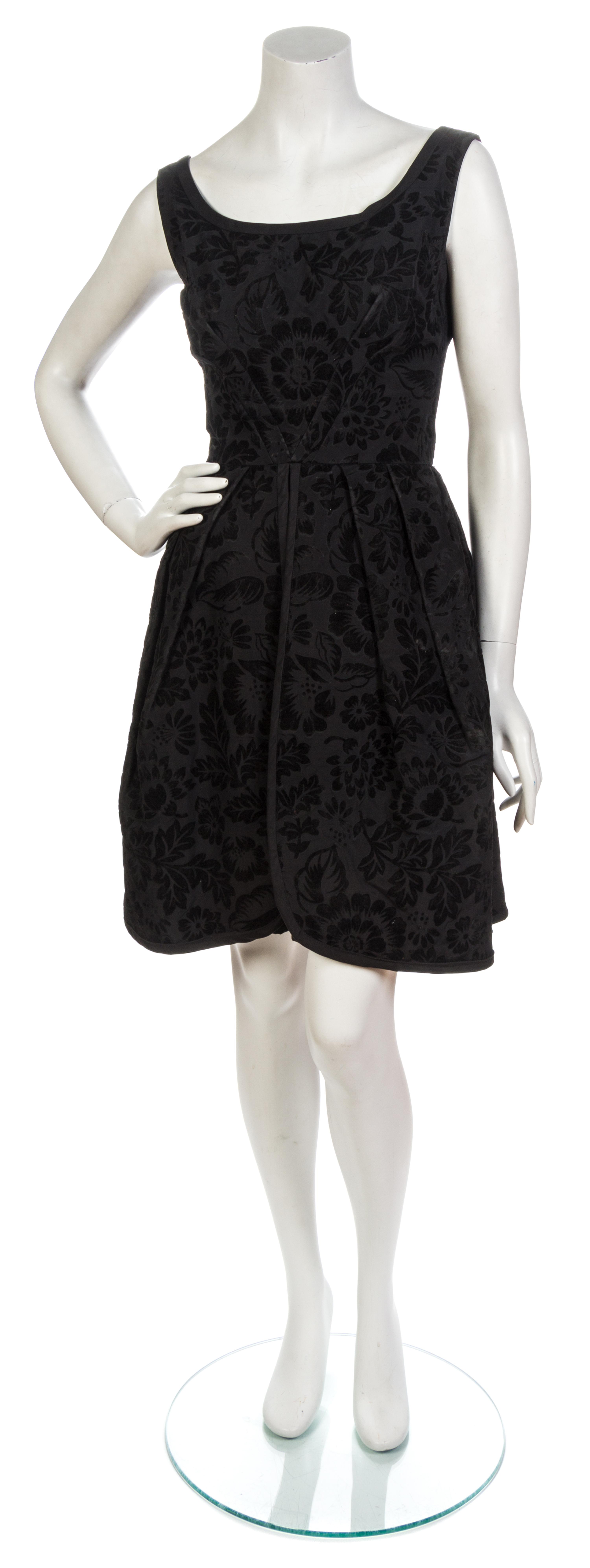 A Louis Feraud Black Velvet Pattern Cocktail Dress,