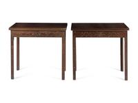 A Pair of George III Style Mahogany Flip-Top Side Tables