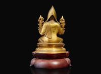 A Tibeto-Chinese gilt bronze seated figure of Tsong Khapa, 18th century 藏傳佛教宗喀巴銅鎏金像 十八世紀