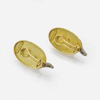 A Pair of Andrew Grima Moonstone, Diamond, and Gold Ear Clips c. 1986