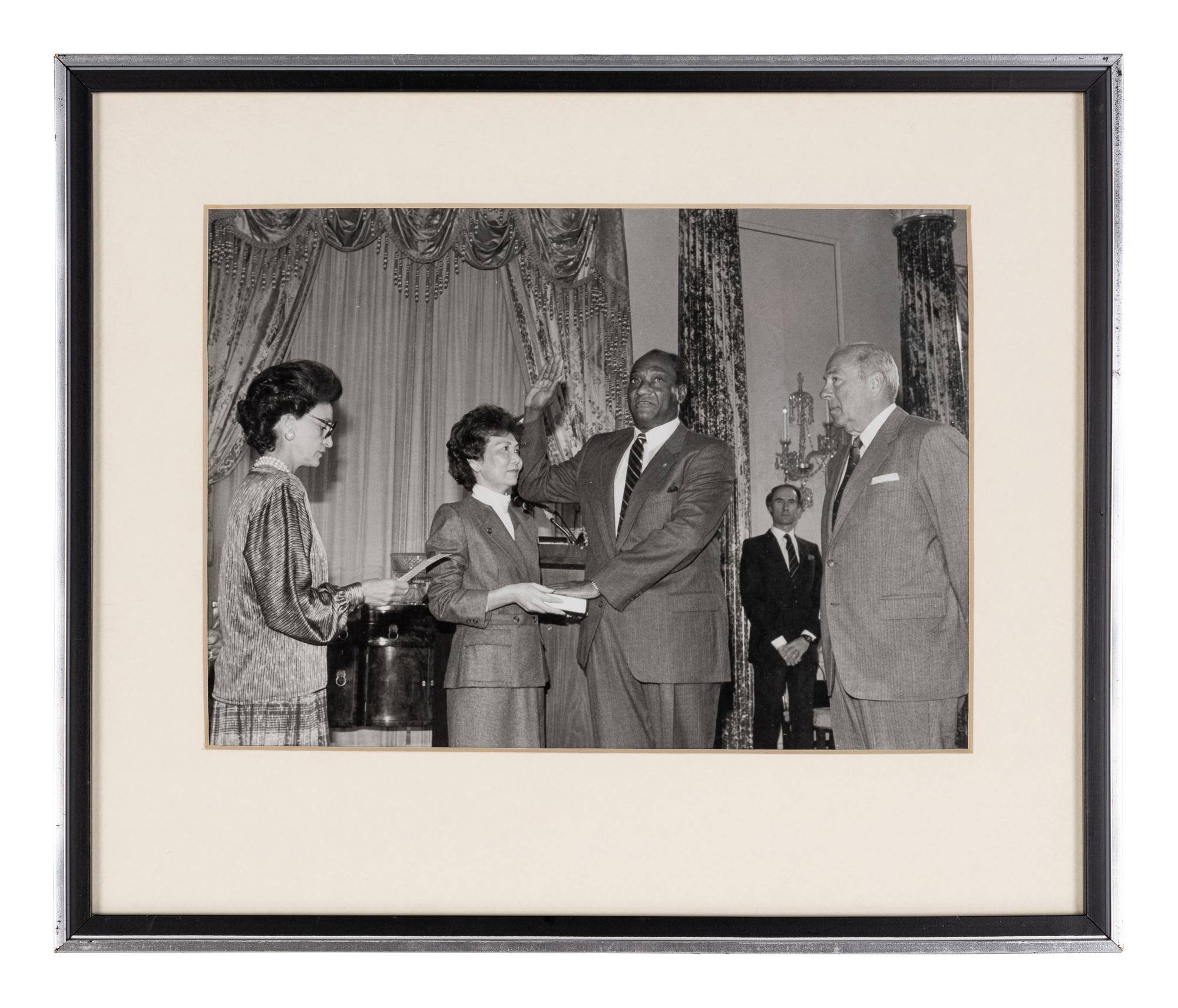 [PERKINS, Edward Joseph (1928-2020)]. A group of 10 photographs in 9 frames, from political figures to Perkins, many signed or inscribed (several presumably with secretarial or facsimile signatures), including: