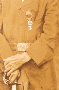 [CIVIL WAR]. Photograph of a GAR veteran posed with a large rabbit. Ex Julian Converse Collection.