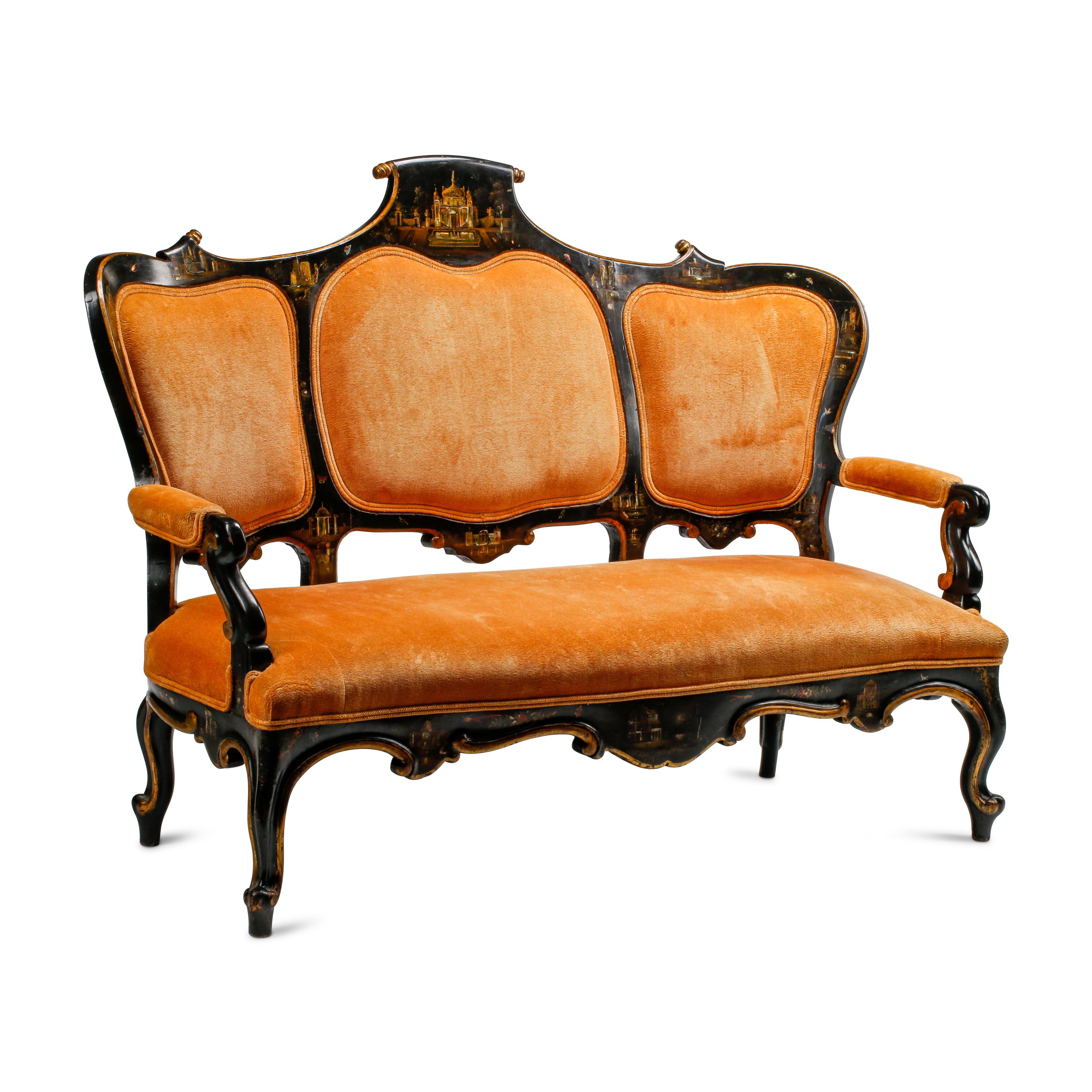 An English Chinoiserie-Decorated Settee