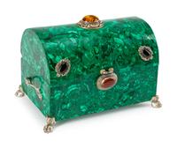 A Russian Jeweled Malachite Box