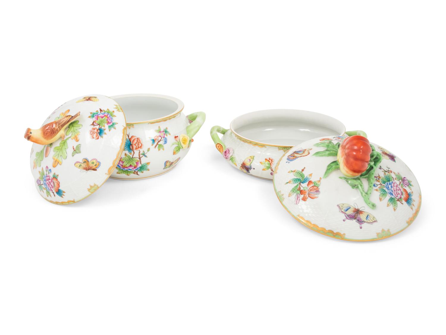 Two Herend Queen Victoria Porcelain Tureens