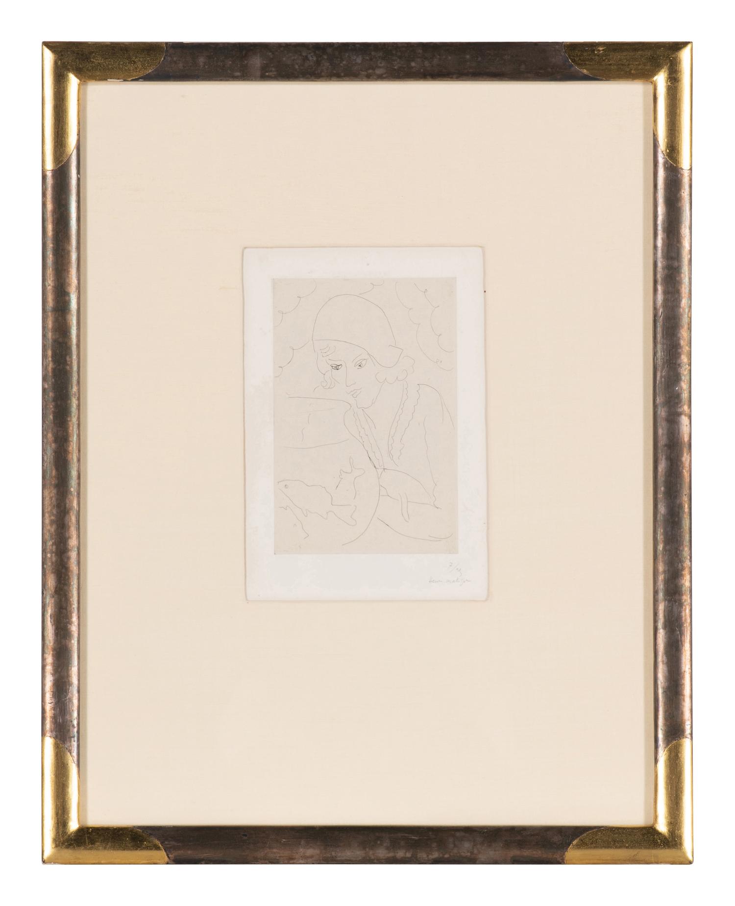 Jeune femme à la coiffure Hollandaise, regardant des poissons, ca. 1929