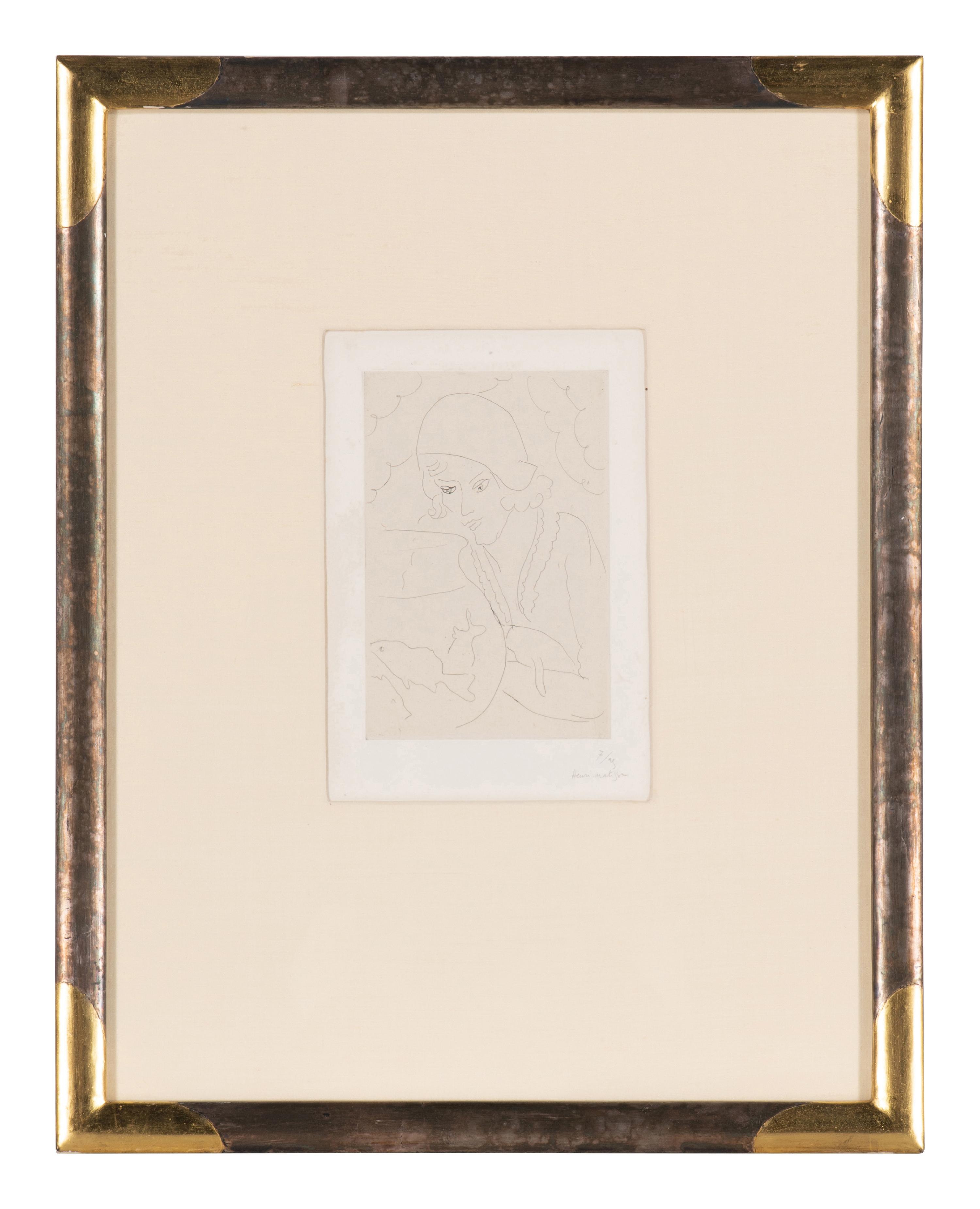 Jeune femme à la coiffure Hollandaise, regardant des poissons, ca. 1929