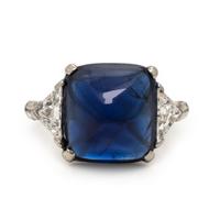 Sapphire, Diamond, and Platinum Ring