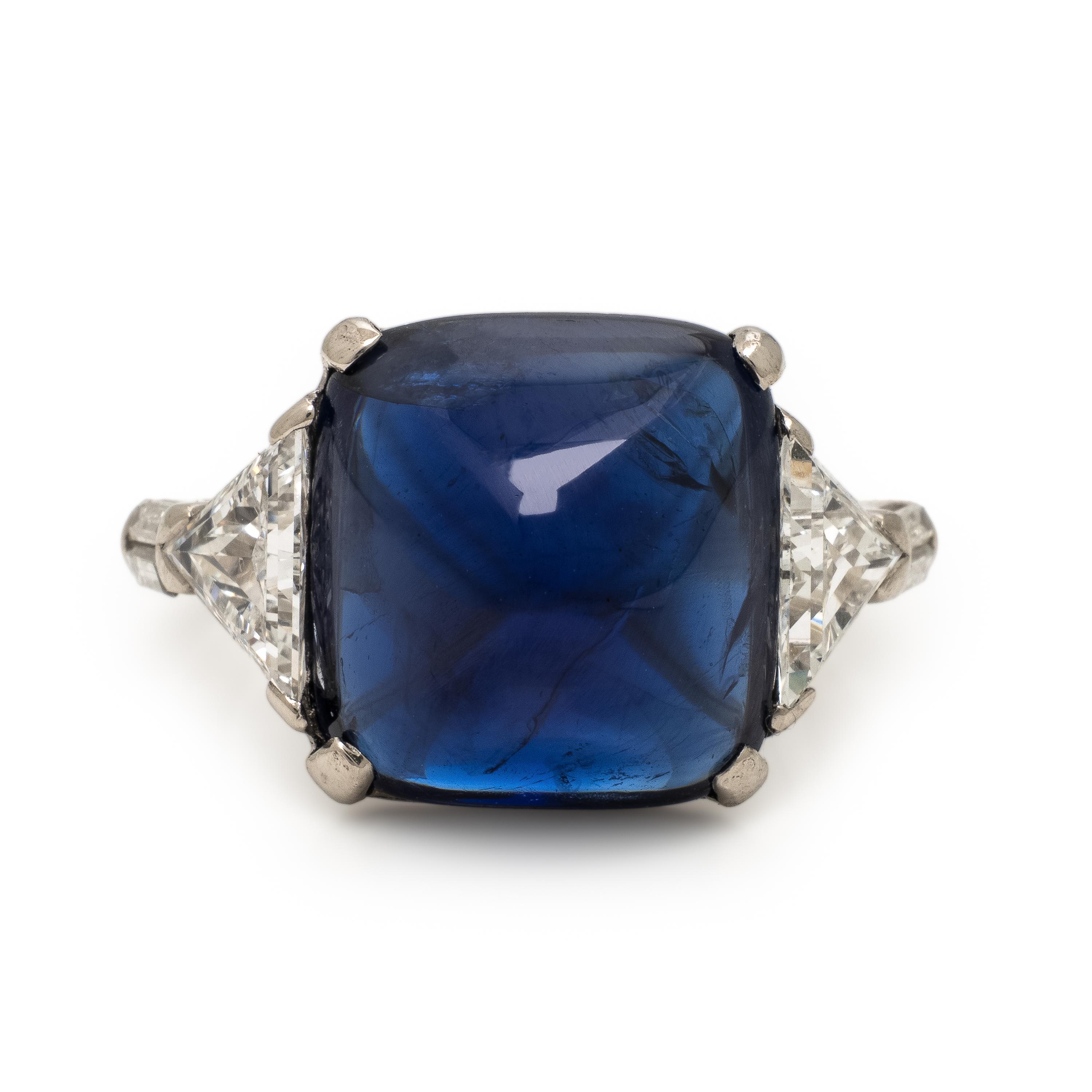 Sapphire, Diamond, and Platinum Ring