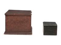 Two Painted Pine Lift-Top Boxes