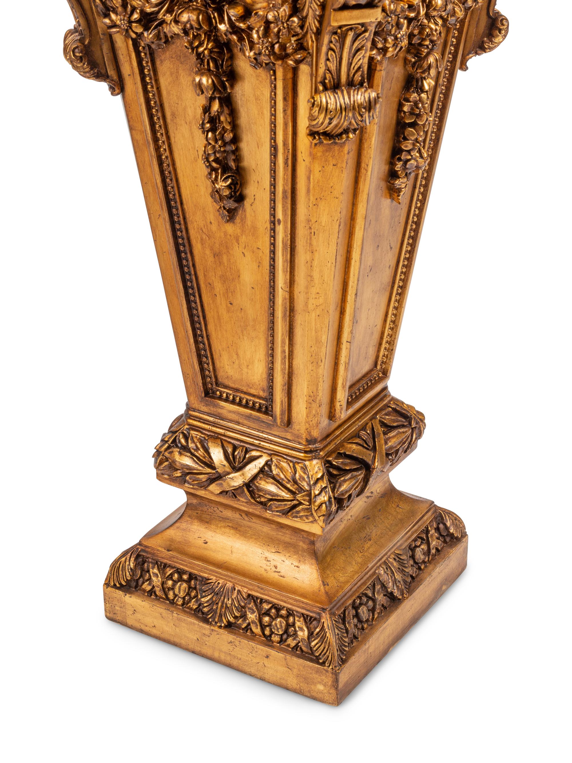 A Pair of Régence Style Giltwood Marble-Top Pedestals