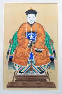A Pair of Chinese Ancestor Portraits of a Court Lady and Gentleman