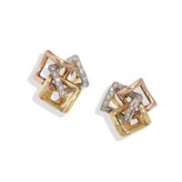 TRICOLOR GOLD AND DIAMOND EARRINGS