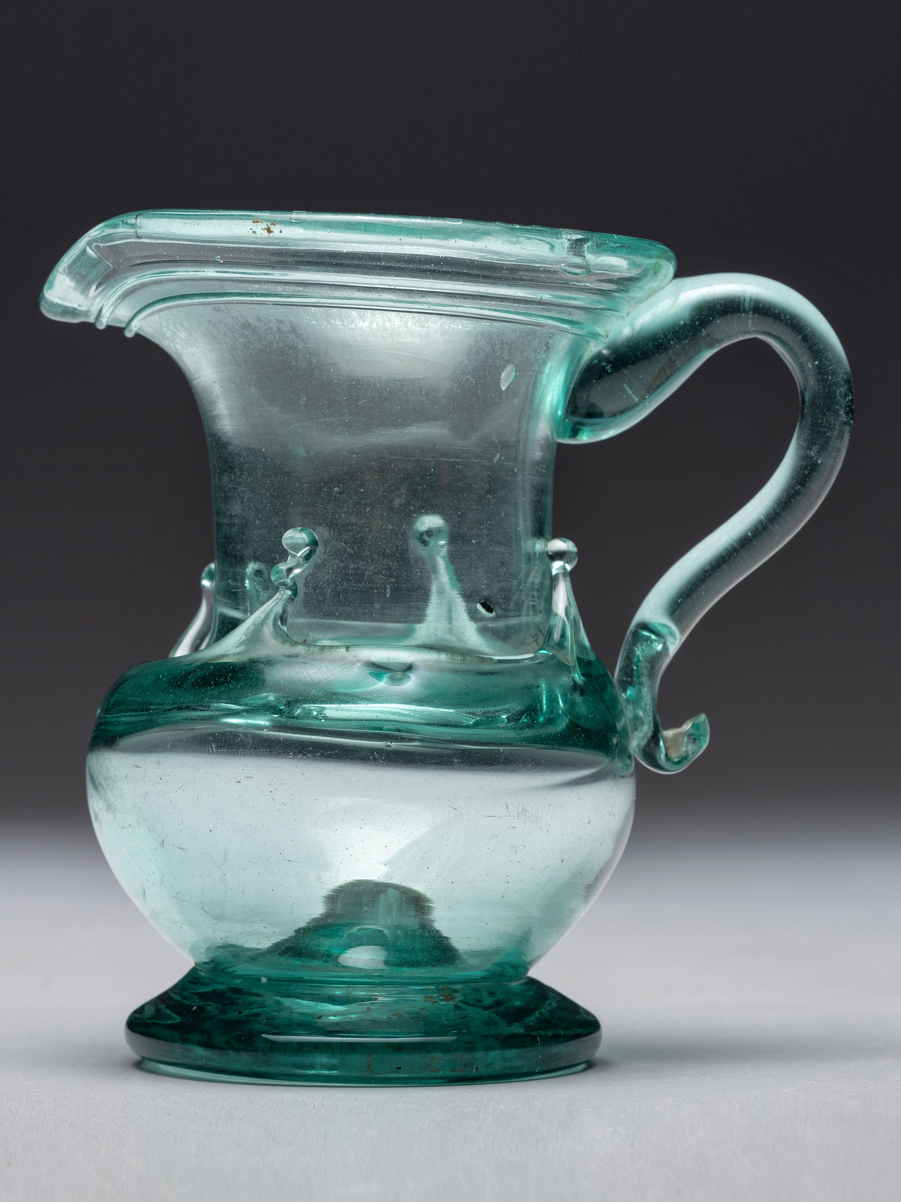 A South Jersey-Type Blown-Glass Cream Pitcher in Aqua
