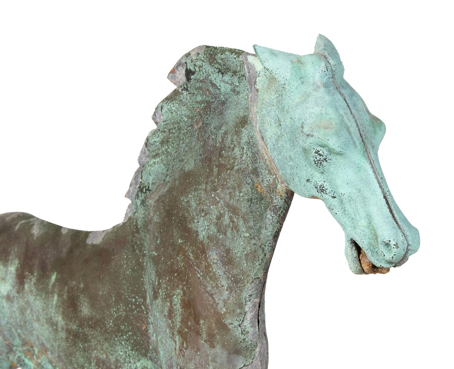 A Patinated Copper Running Horse Weather Vane