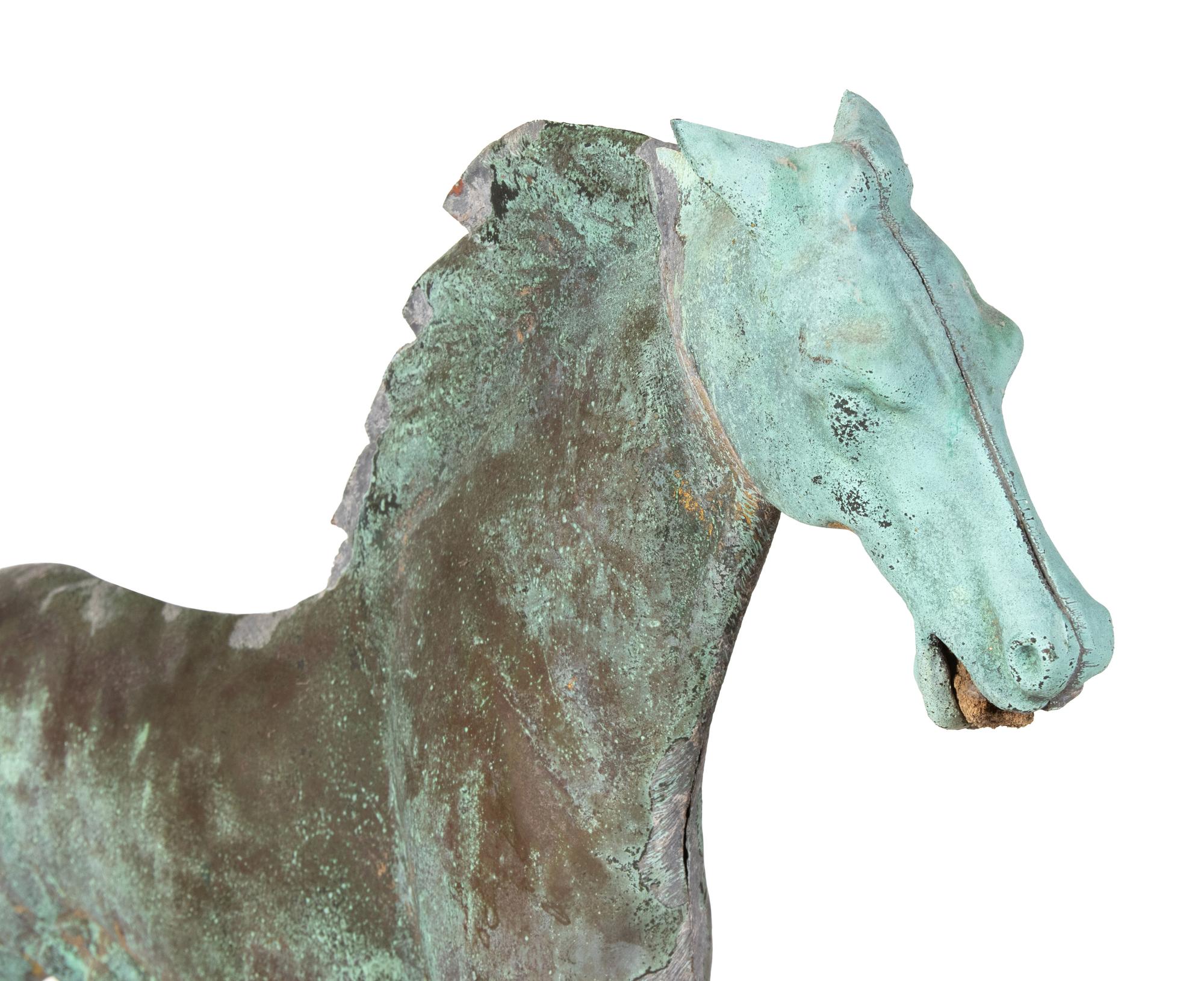 A Patinated Copper Running Horse Weather Vane