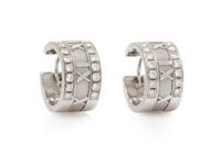 A Pair of 18 Karat White Gold and Diamond "Atlas" Hoop Earrings, Tiffany & Co., Circa 1995, 9.50 dwts.