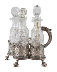 A Victorian Silver Five-Bottle Cruet Frame
