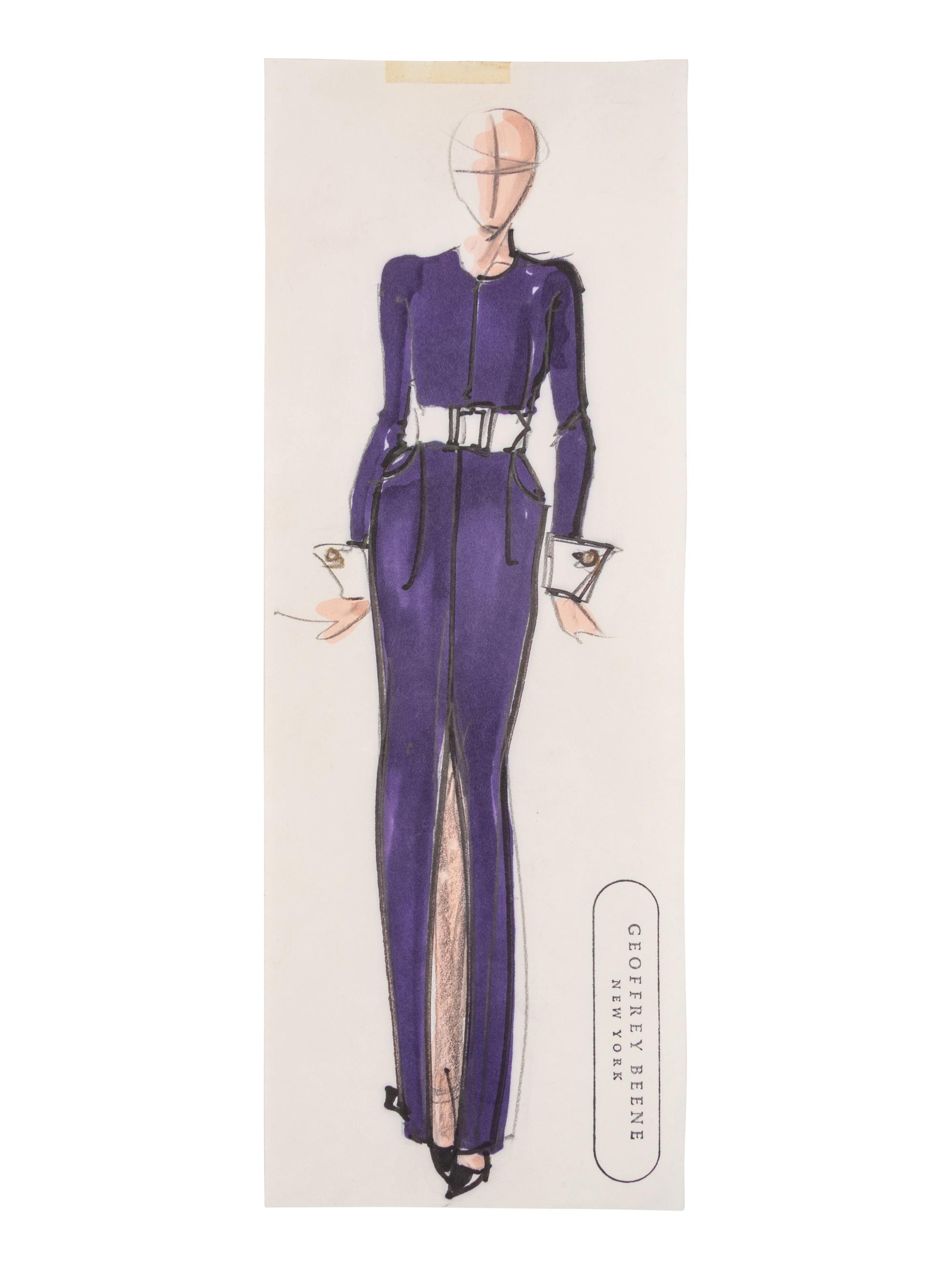 Group of Fifteen Geoffrey Beene Fashion Sketches , by Alfredo Cabrera