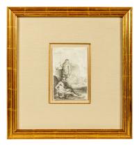 Nude Man Seated and Another Standing with a Woman and a Baby , ca. 1646
