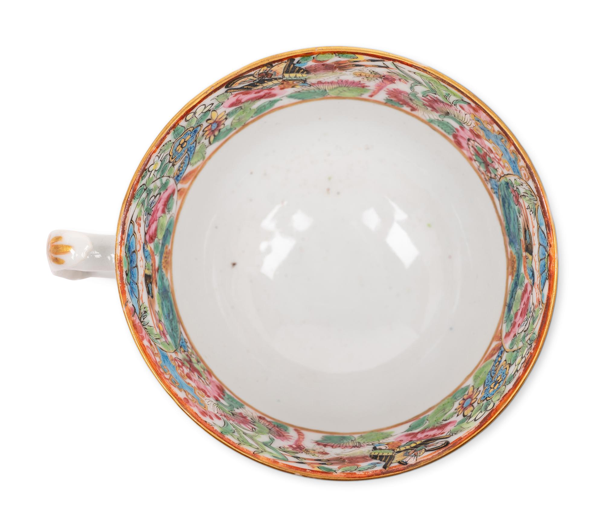 Ten Chinese Export Rose Medallion Porcelain Cups