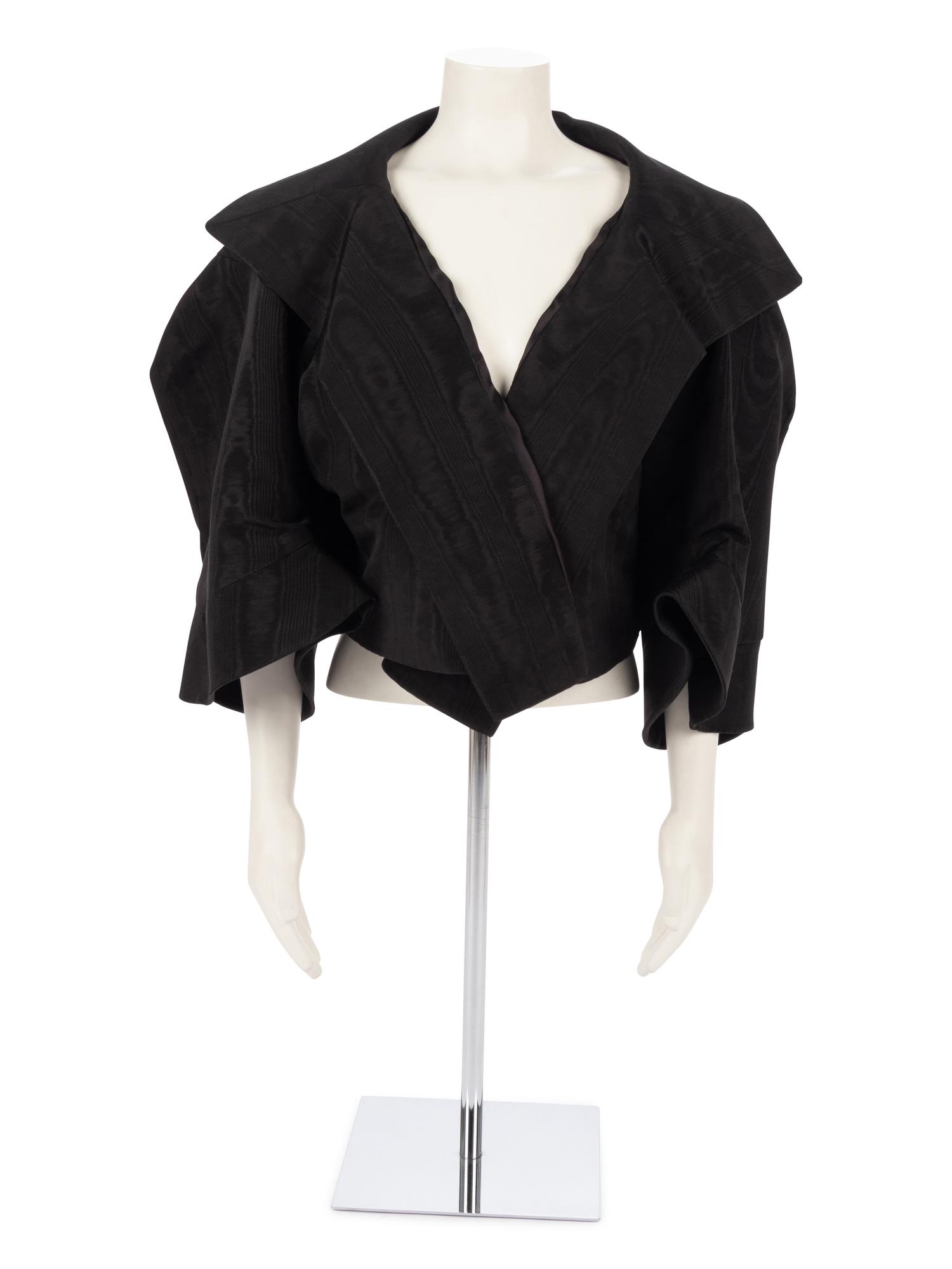 John Galliano Black Moiré 'Misia Diva' Cropped Jacket, Spring/Summer 1995