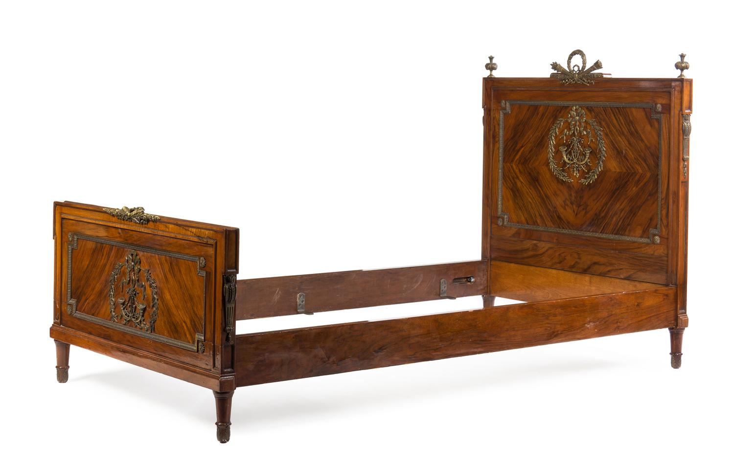 A Pair of Neoclassical Gilt Metal Mounted Beds Height of headboard 45 x width 43 inches. — 20th CENTURY