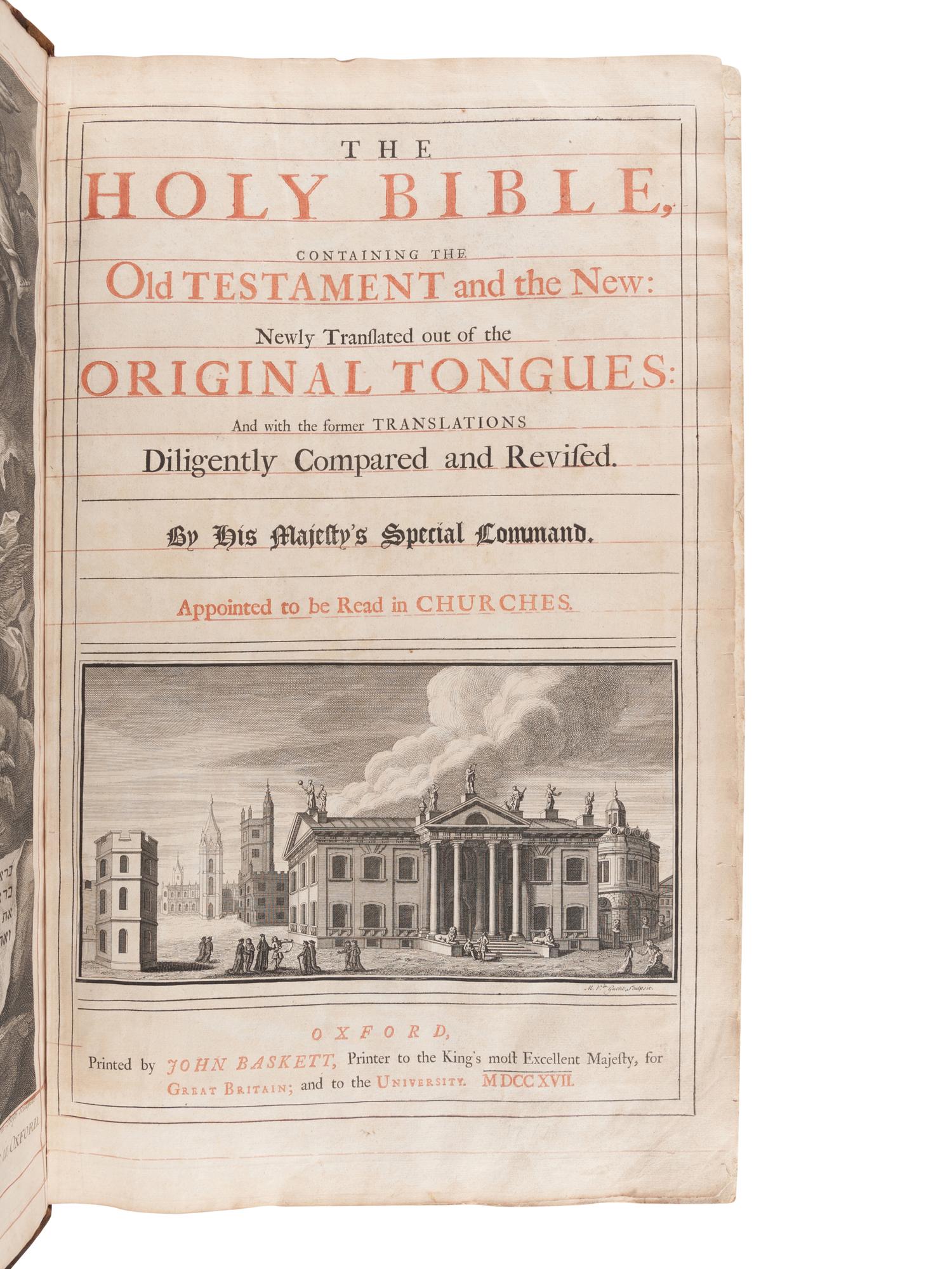 [BIBLE, in English]. The Holy Bible, containing the Old Testament and the New . Oxford: John Baskett, 1717-16.