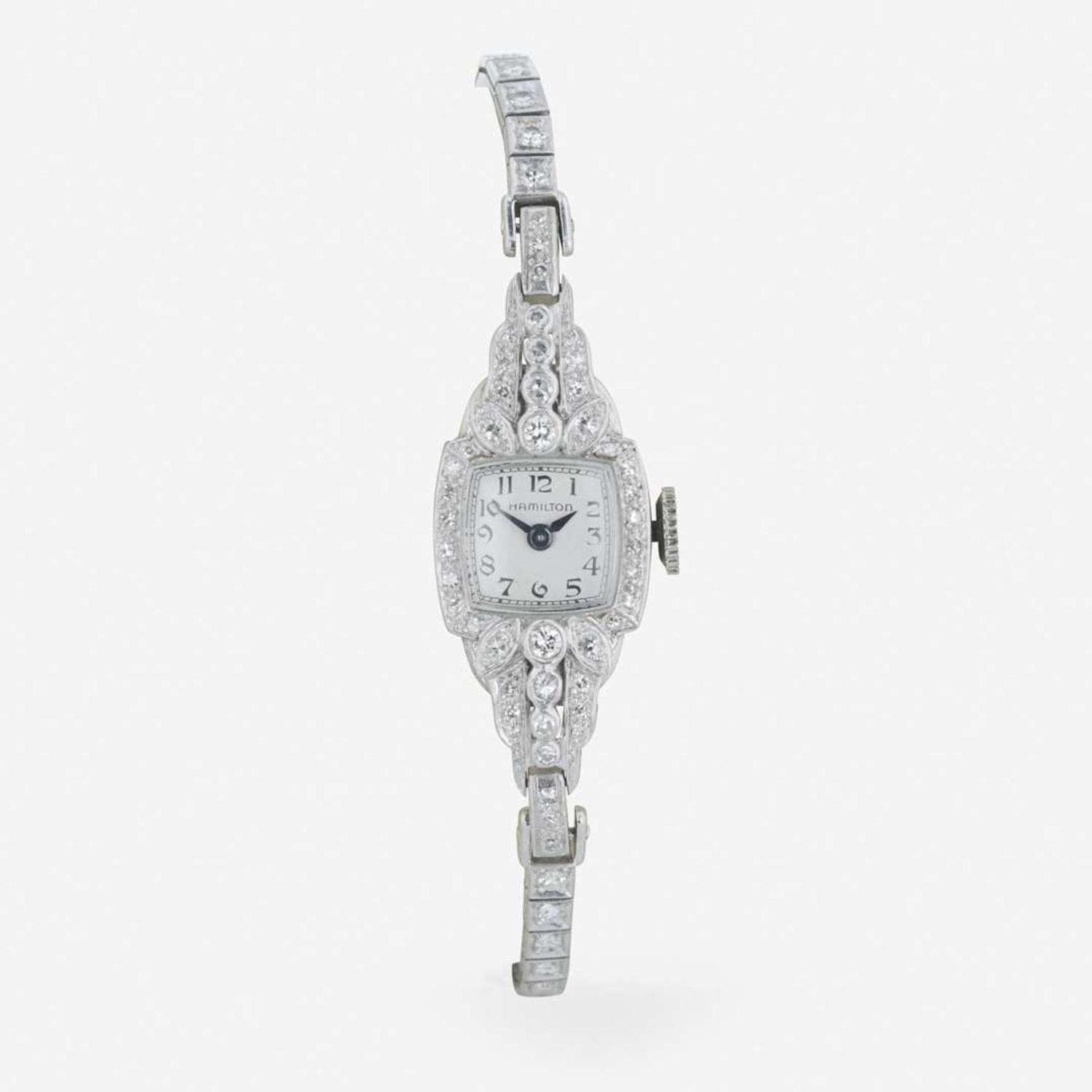 A Hamilton Platinum and Diamond Ladies Watch
