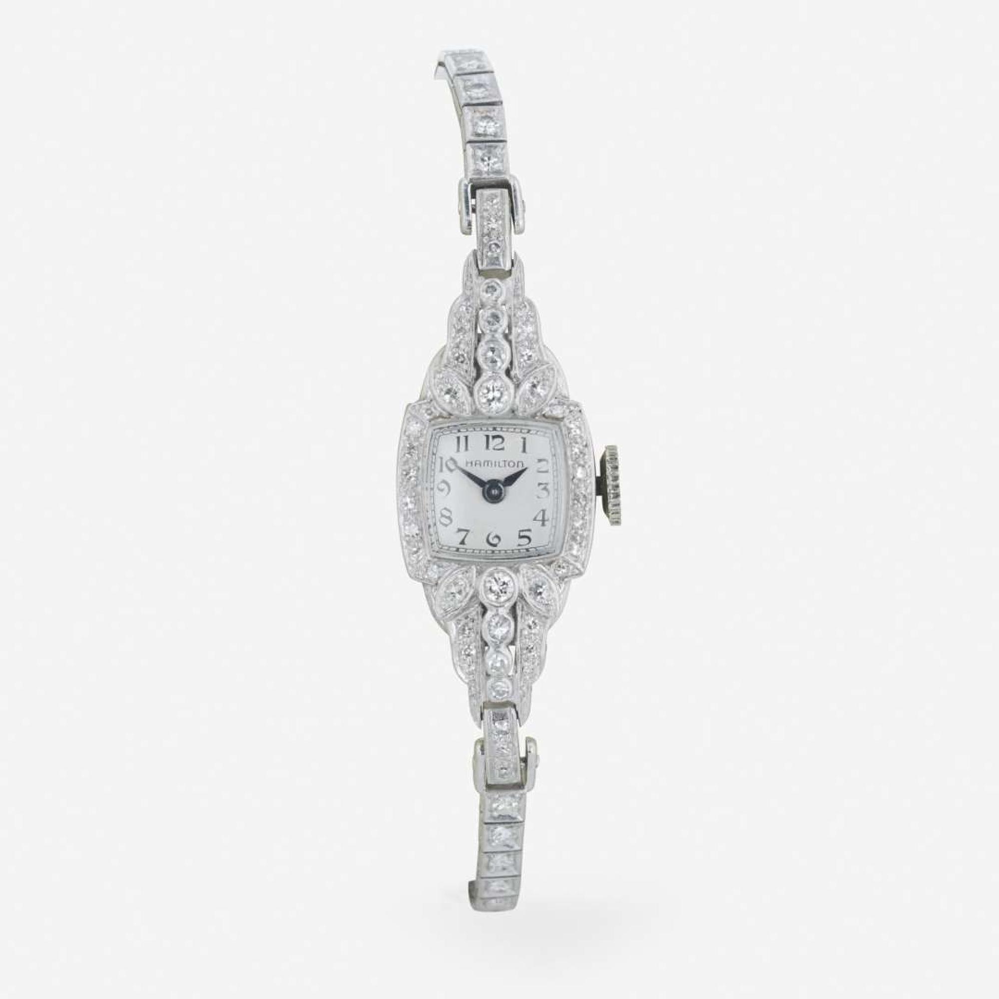 A Hamilton Platinum and Diamond Ladies Watch