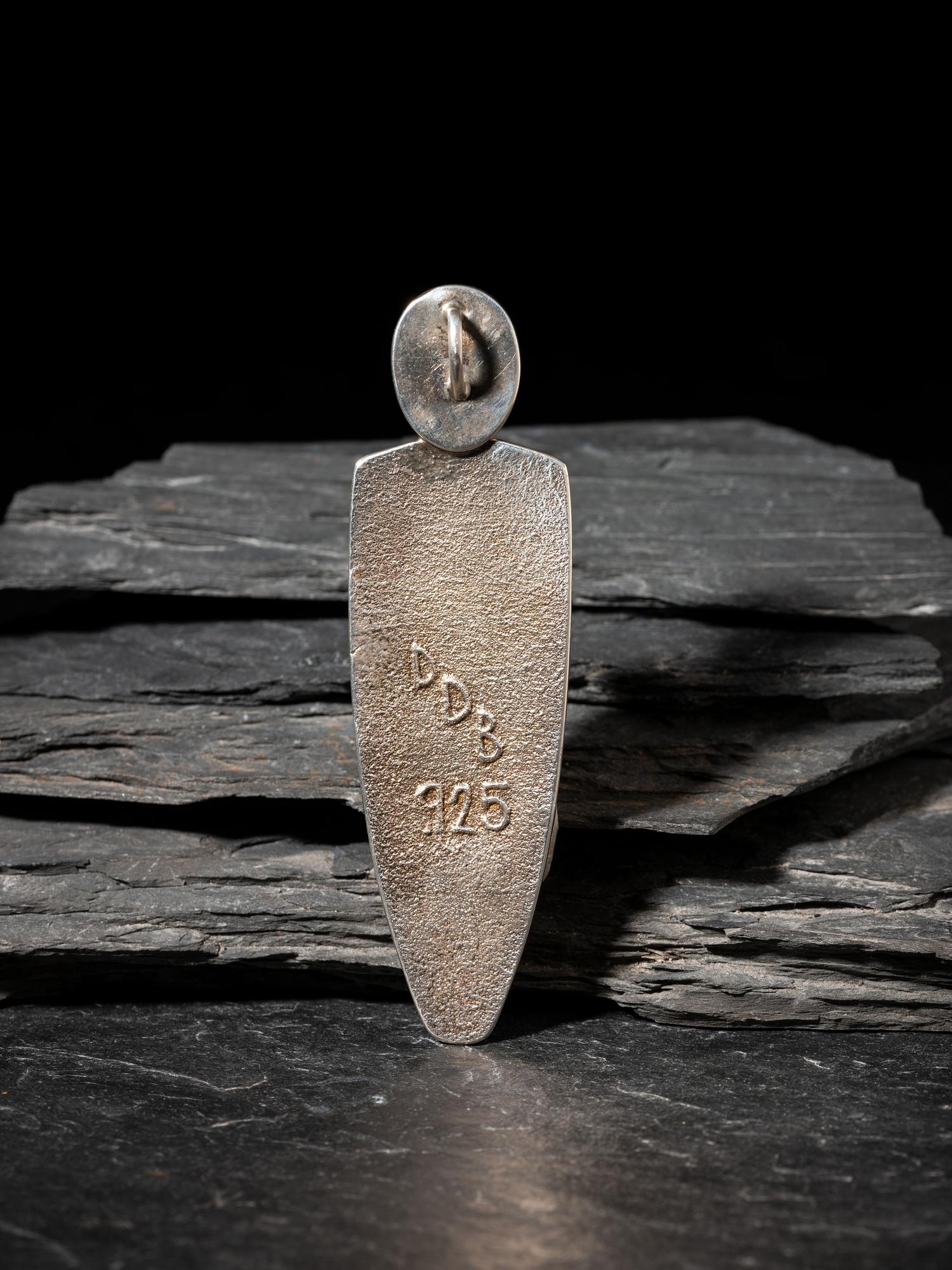 Sugilite and Sterling Silver Tufa Cast Figural Pendant