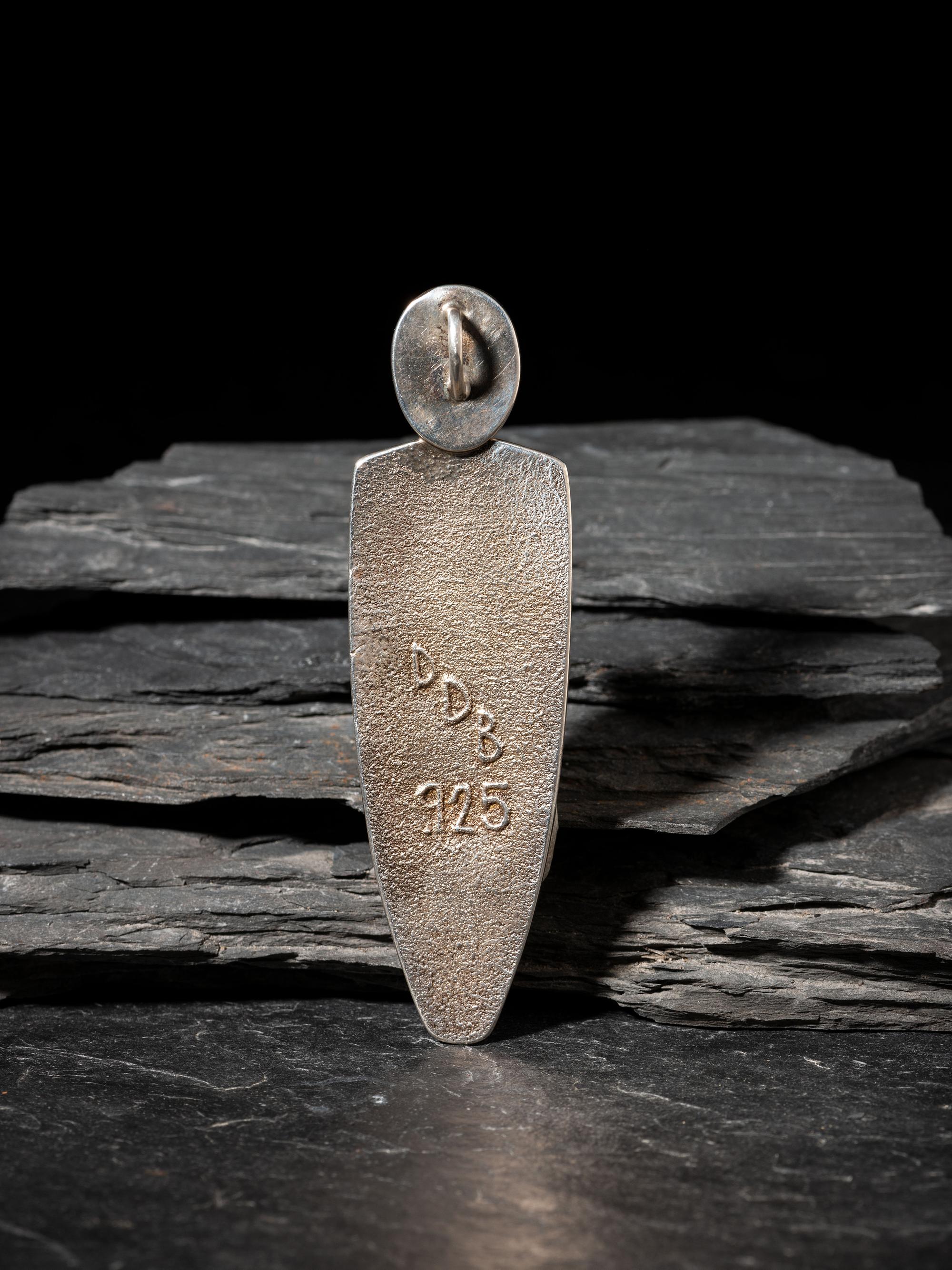 Sugilite and Sterling Silver Tufa Cast Figural Pendant