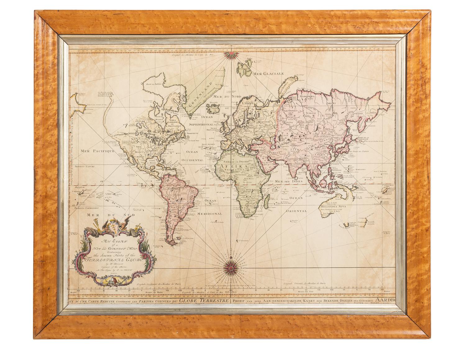 BELLIN, Jacques Nicholas (1703-1772). An Essay of a New and Compact Map Containing the Known Parts of the Terrestrial Globe . The Hague: P. de Hondt, 1750.