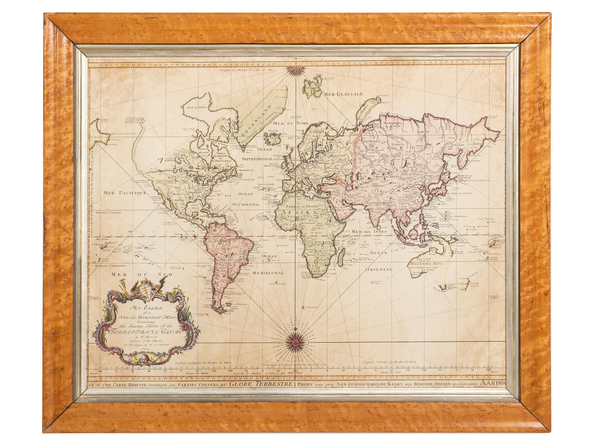 BELLIN, Jacques Nicholas (1703-1772). An Essay of a New and Compact Map Containing the Known Parts of the Terrestrial Globe . The Hague: P. de Hondt, 1750.