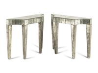 A Pair of Venetian Style Mirror-Veneered Console Tables and Mirrors