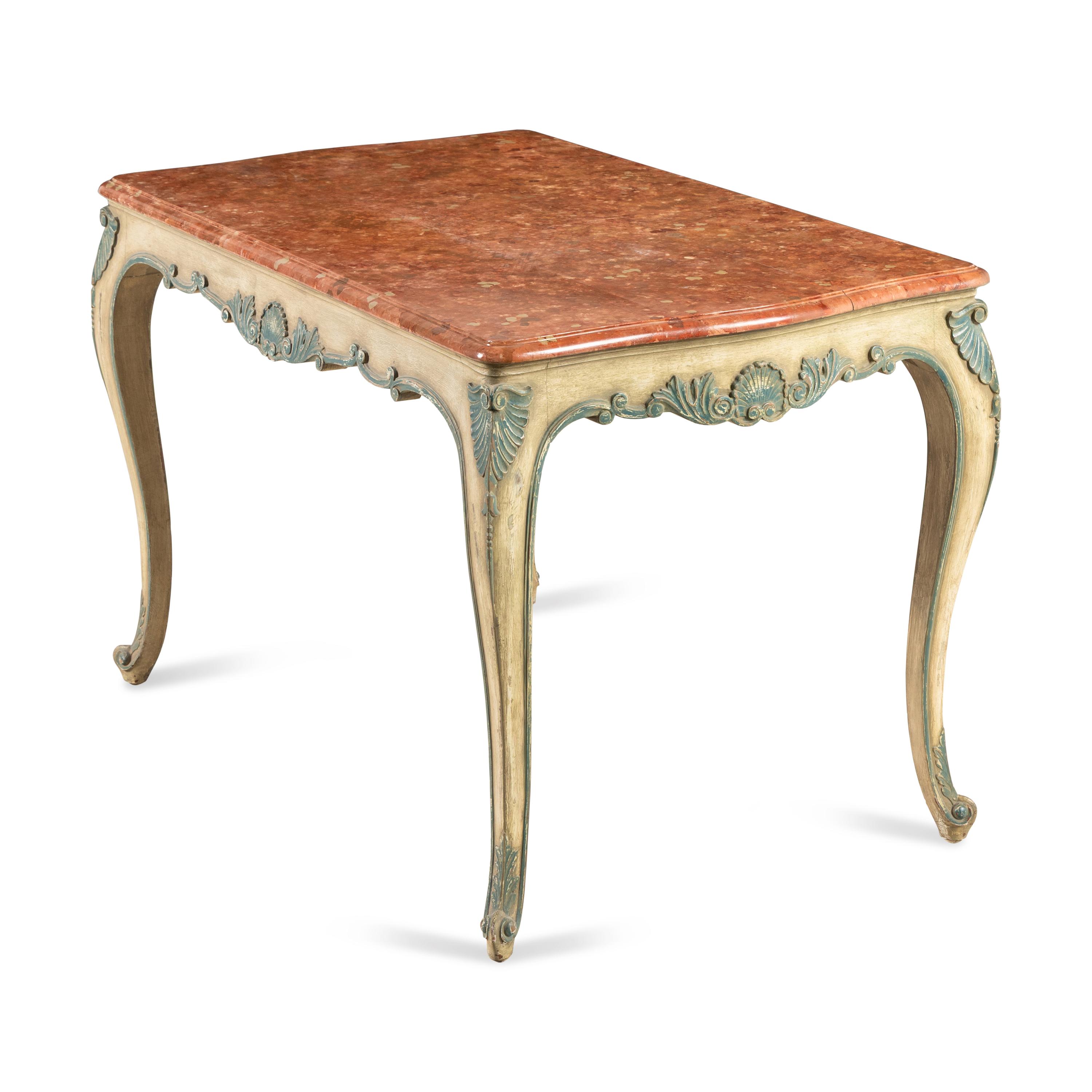An Italian Polychrome Painted Faux Marble-Top Table