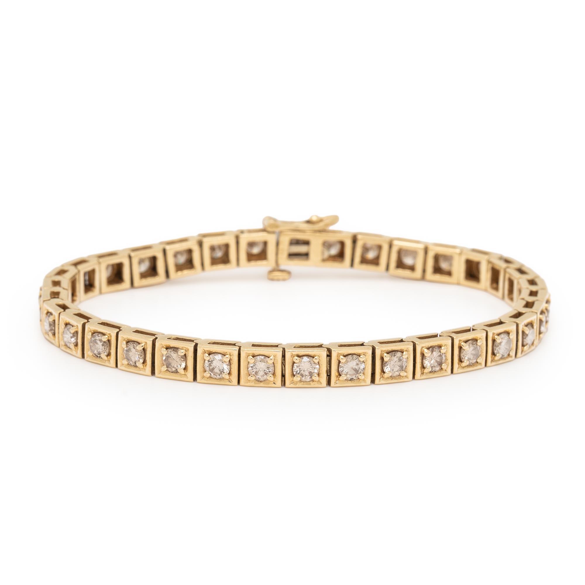 Diamond and Yellow Gold Line Bracelet