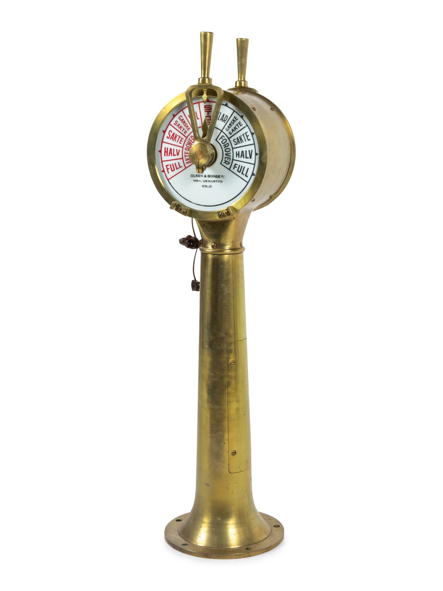 A Norwegian Brass Ship's Engine Order Telegraph