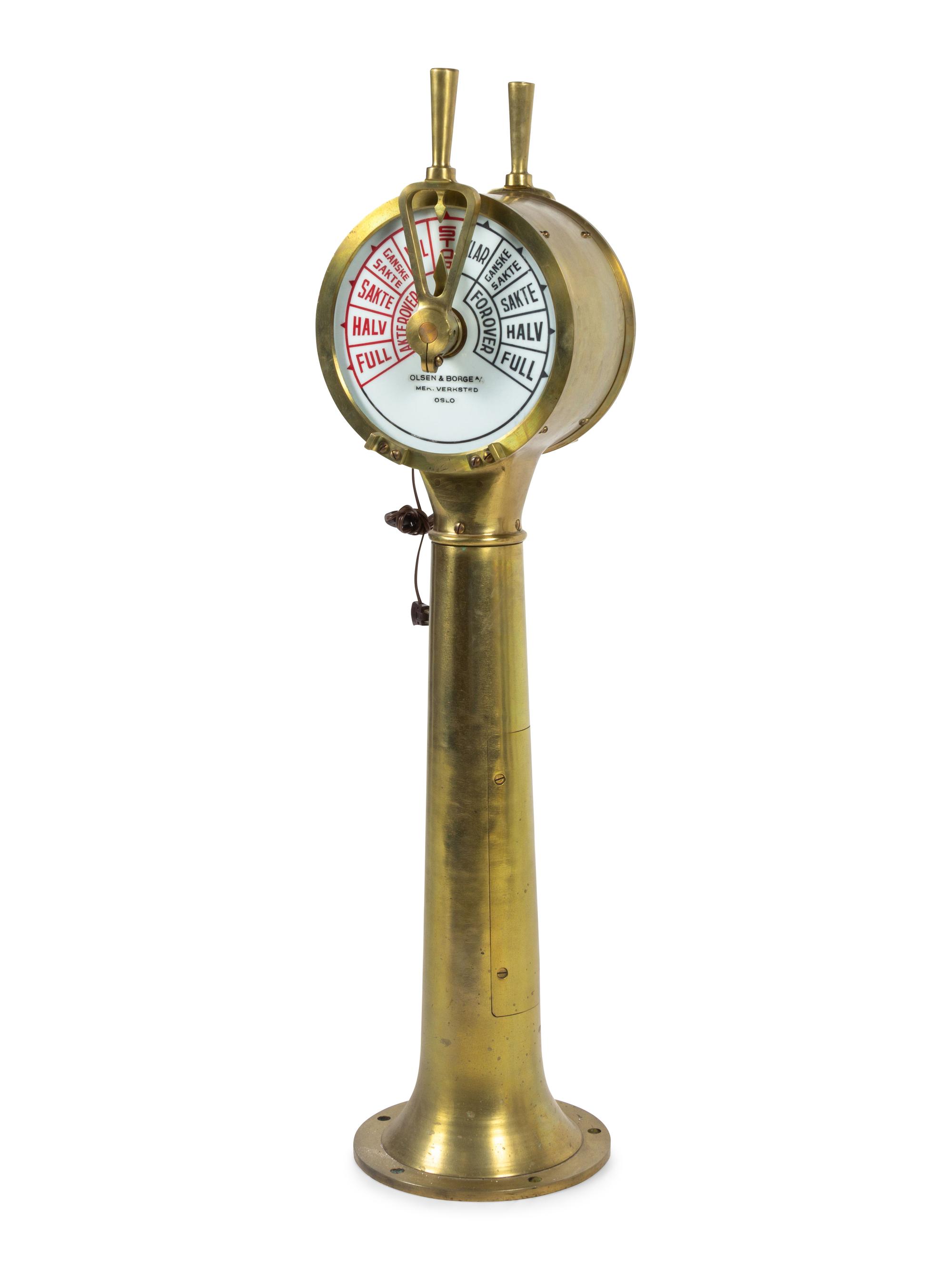 A Norwegian Brass Ship's Engine Order Telegraph