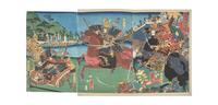 Utagawa Yoshitora (Japanese, 1836-1880) and Utagawa Yoshikazu (Japanese, active 1853-1870), Two Woodblock Triptychs