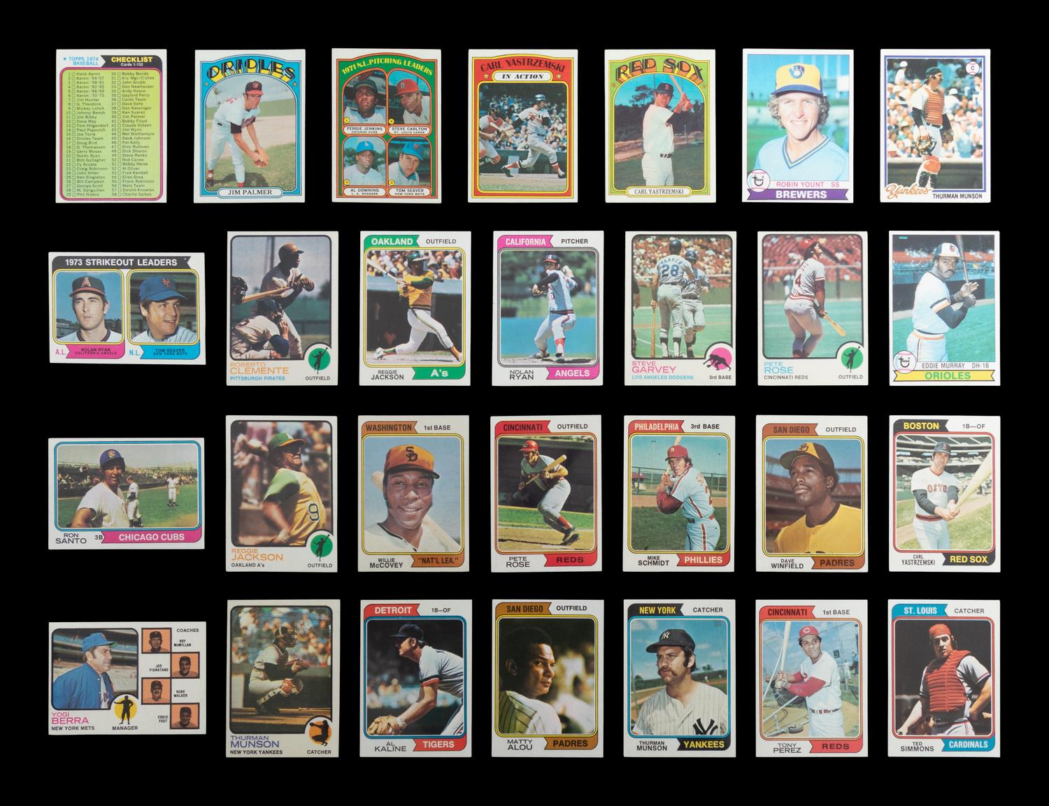 A Group of 56 1970s Topps Baseball Cards Featuring Multiple Hall of Famers and Notables,