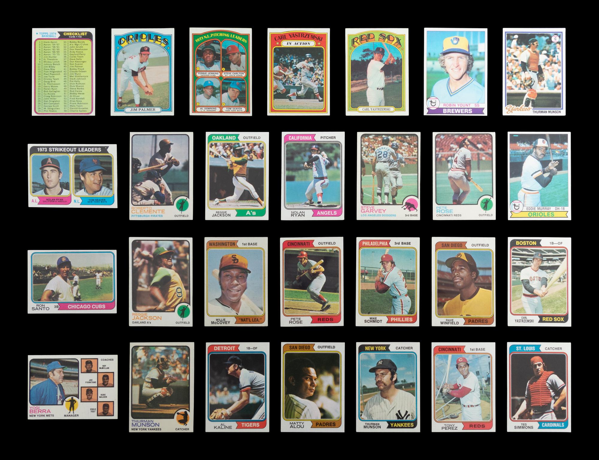 A Group of 56 1970s Topps Baseball Cards Featuring Multiple Hall of Famers and Notables,