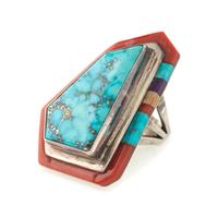 Mosaic Inlay Ring, with Morenci Turquoise