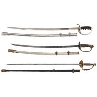 Lot of 3 US Army Swords Including: Model 1902, Model 1860 Staff & Field, Model 1872 Light Cavalry