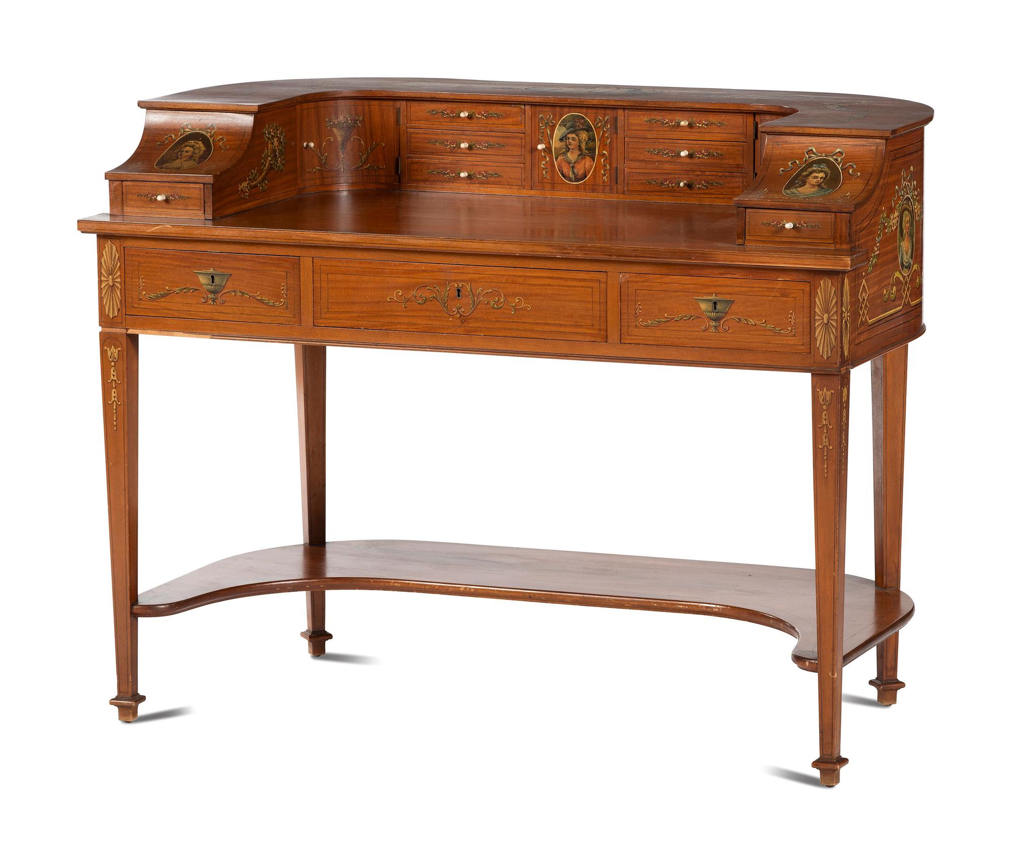 An Edwardian Style Painted Satinwood Carlton House Desk