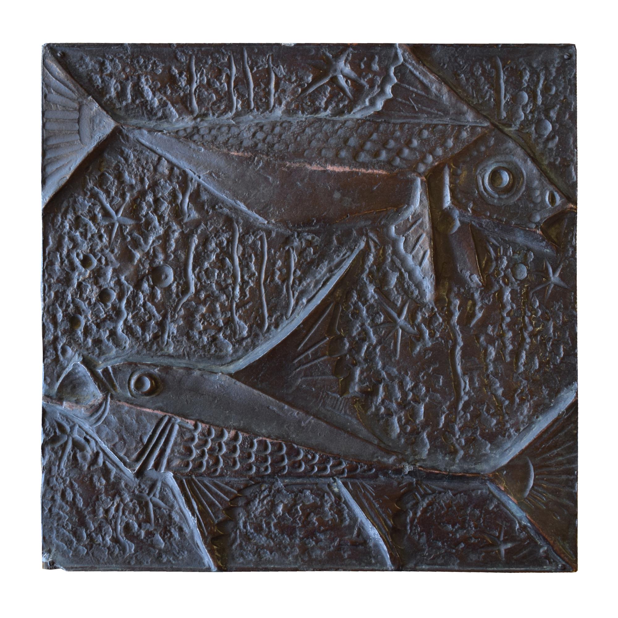 A Copper Pisces Zodiac Sign 13" W x .5" D x 13" H — Italy, Mid-20th Century