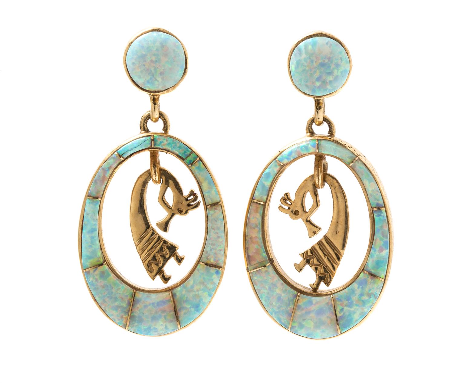 A Collection of Yellow Gold, Opal and Diamond Jewelry, 14.30 dwts.