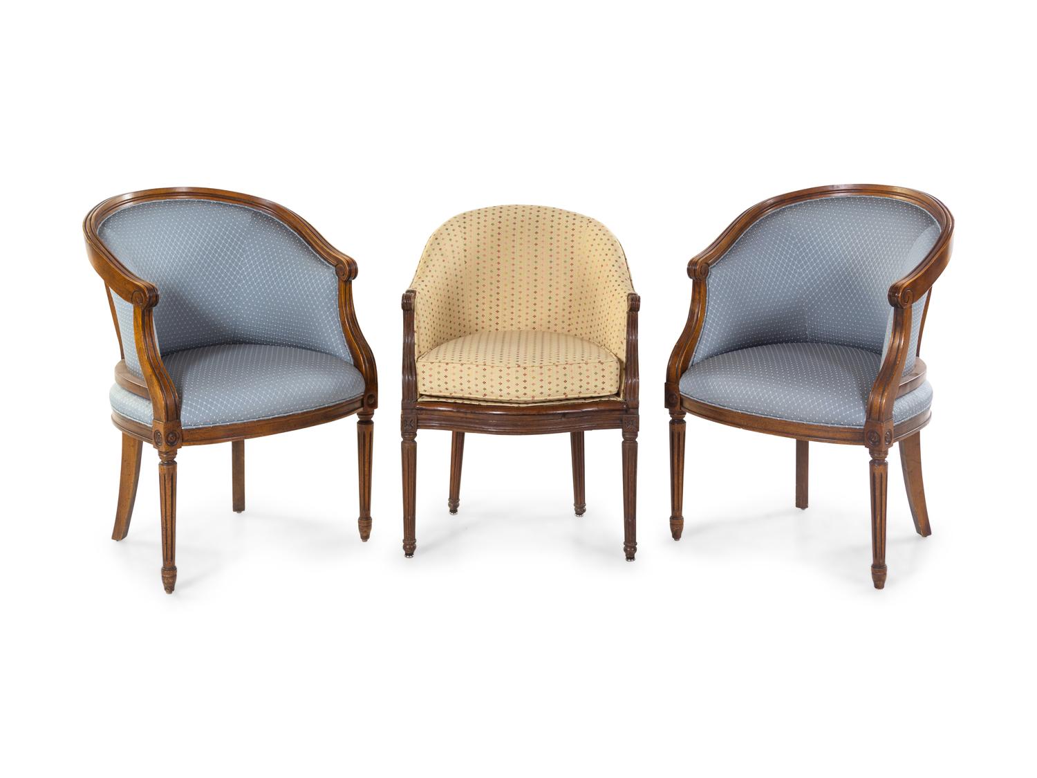Three Associated Louis XVI Style Bergères
