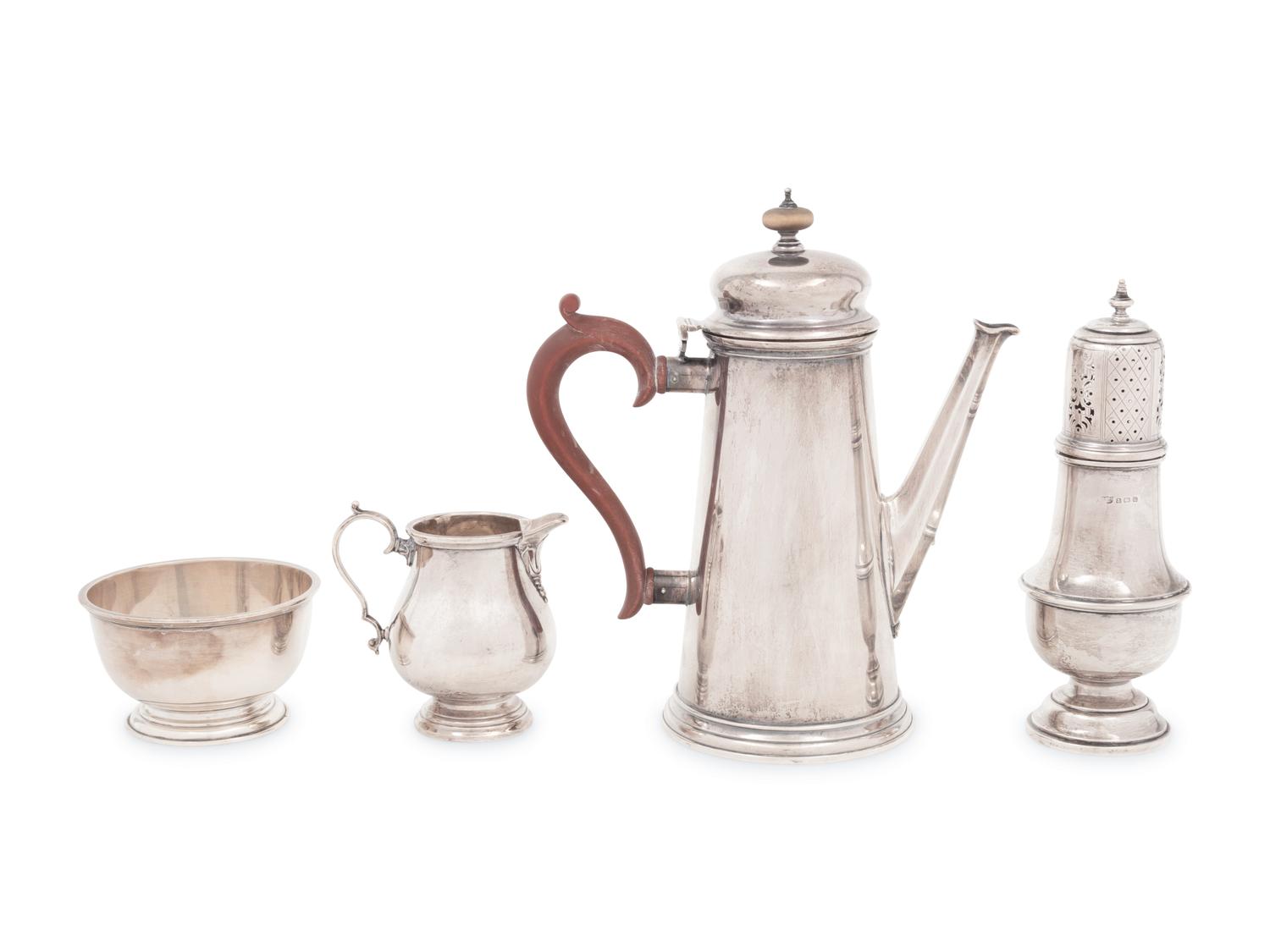 An English Silver Three-Piece Coffee Set